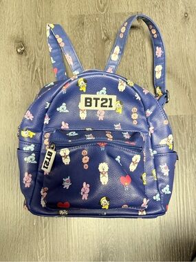 Kids Mini Backpack in Navy Blue with Character Pattern